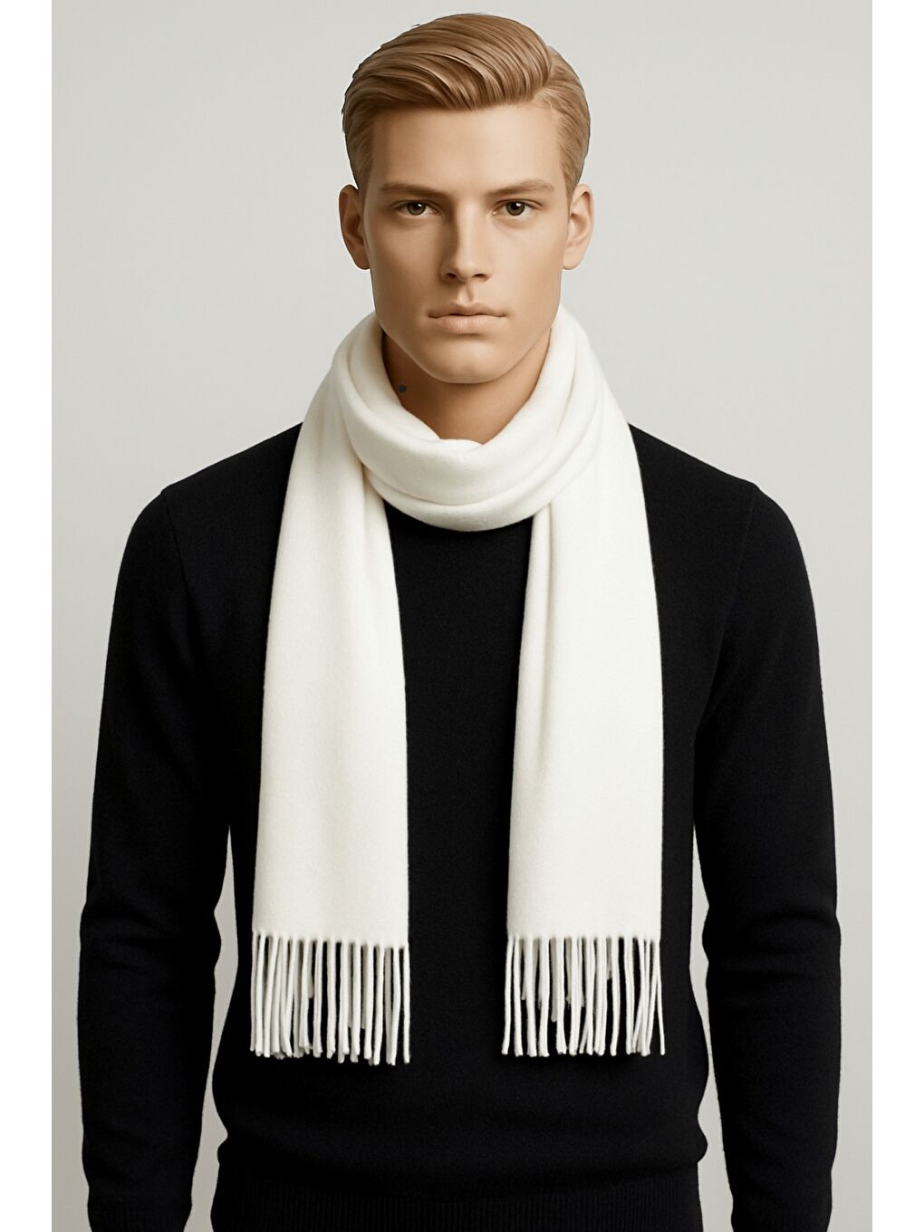 Beyaz Unisex Polar Atkı