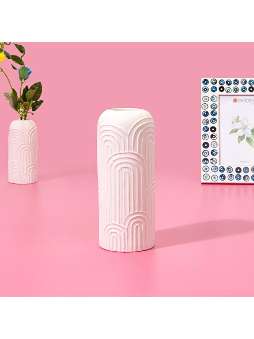 Bohem Porselen Vazo - Beyaz - 8,6x8,6x21 cm