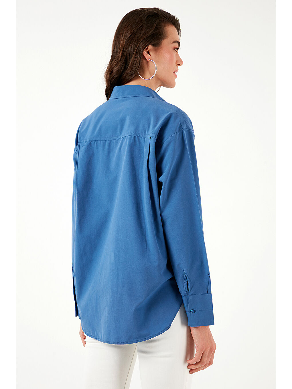 Mavi Pamuklu Regular Fit Önü Kısa Arkası Uzun Oval Kesim Gömlek Cf25S163867-6