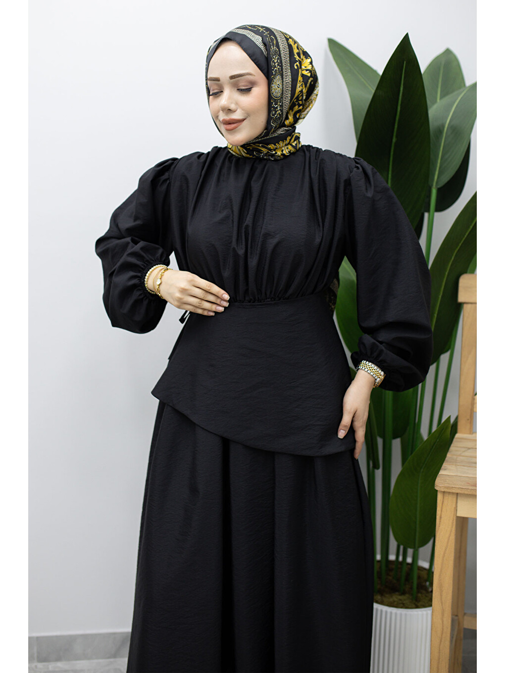 Sahra Seyyar Kemerli Elbise TSD260237 Siyah-1