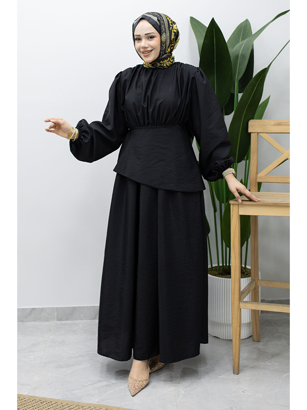 Sahra Seyyar Kemerli Elbise TSD260237 Siyah-2