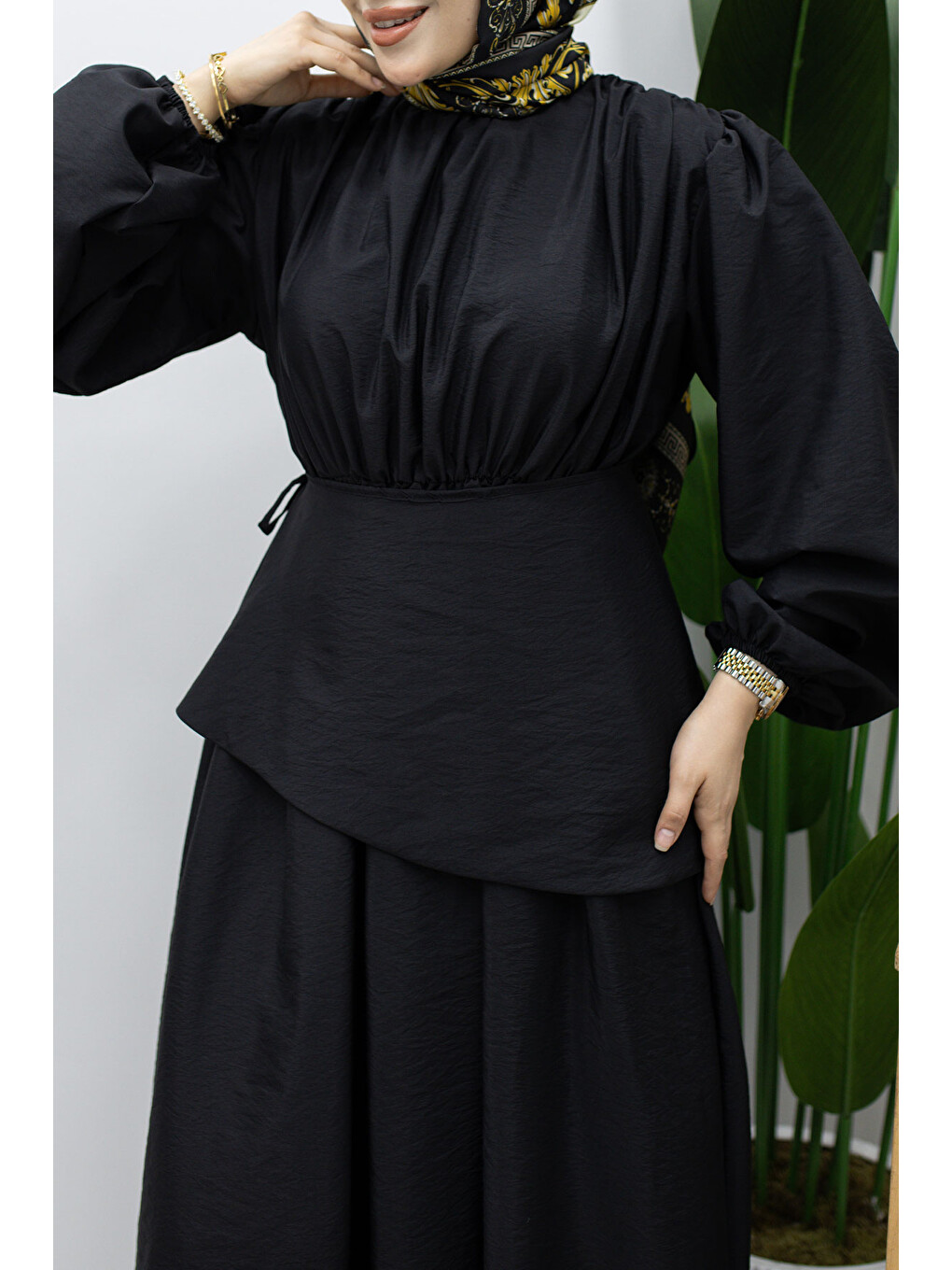 Sahra Seyyar Kemerli Elbise TSD260237 Siyah-3