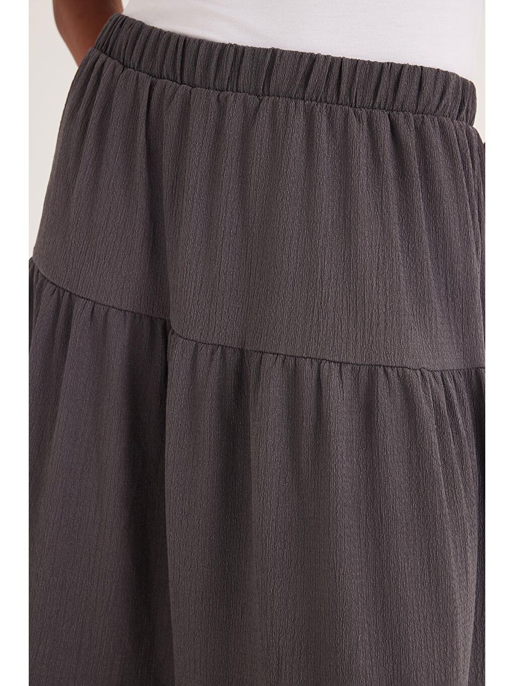 Kadın Regular Fit Pamuklu Düz Antrasit Etek-2