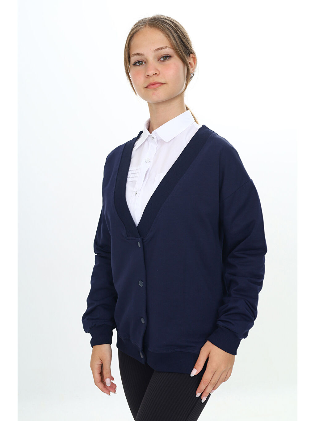 Lacivert Kız Çocuk Okul Hırka-1