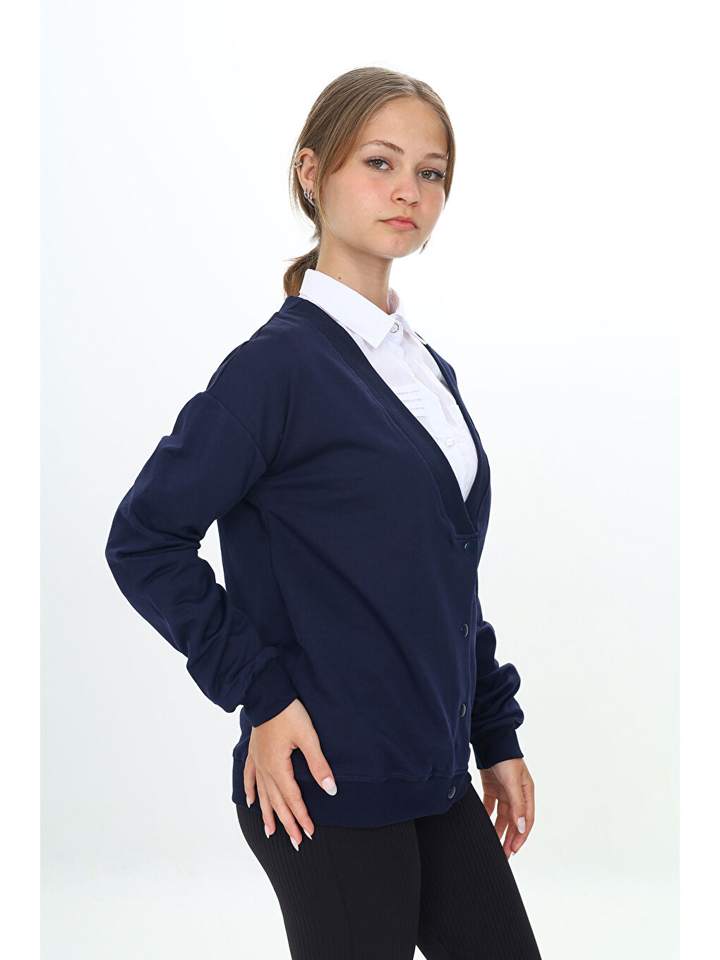 Lacivert Kız Çocuk Okul Hırka-2