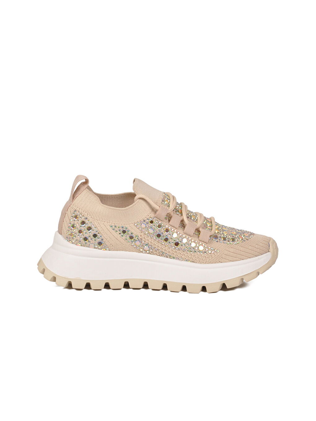 Bej Fileli Hafif Taş İşlemeli Kadın Casual Ayakkabı 451161 Z-1