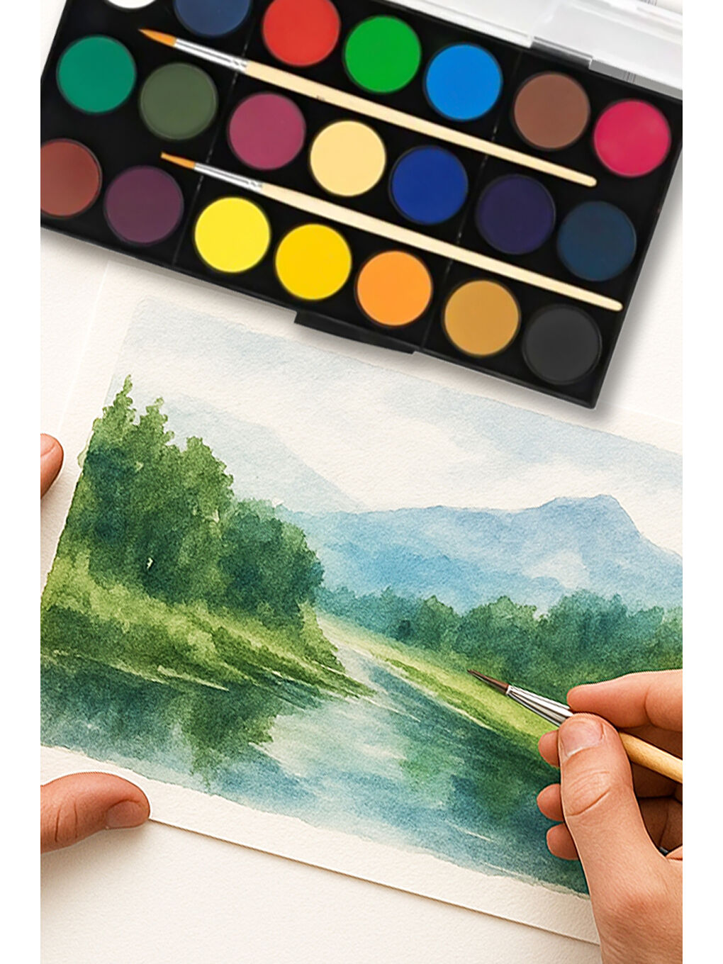 Suluboya 21 Renk, Büyük Boy, Geniş Renk Yelpazesi, Parlak Canlı ve Örtücü Renkler-3