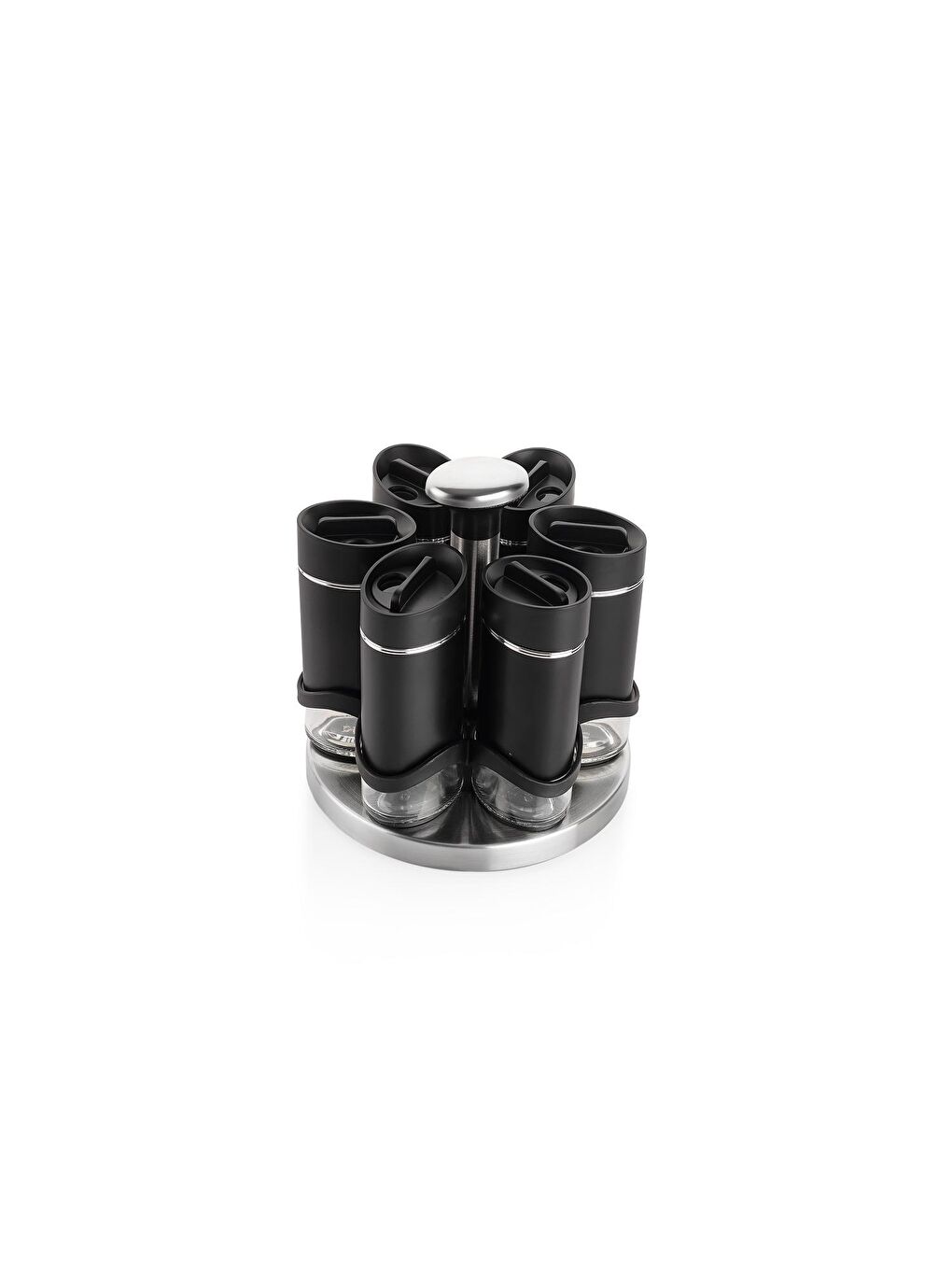 Silver Touch Döner Standlı Baharat Takımı 7 Parça-Siyah-2