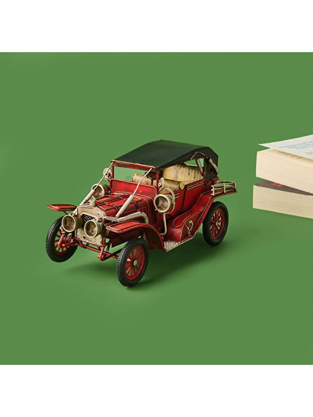 Dekoratif Metal Araba - Kırmızı - 24x12 cm-2