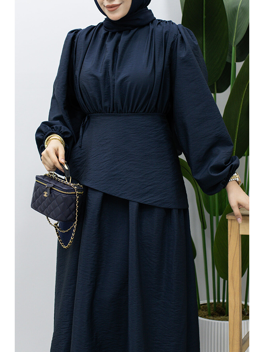 Sahra Seyyar Kemerli Elbise TSD260237 Lacivert-3
