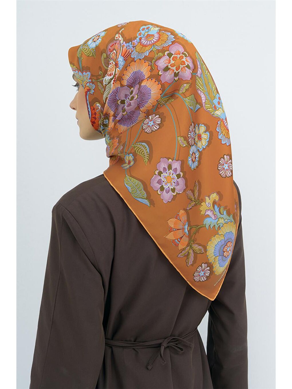 Turuncu Saf İpek Twill Eşarp 9523D 33-2