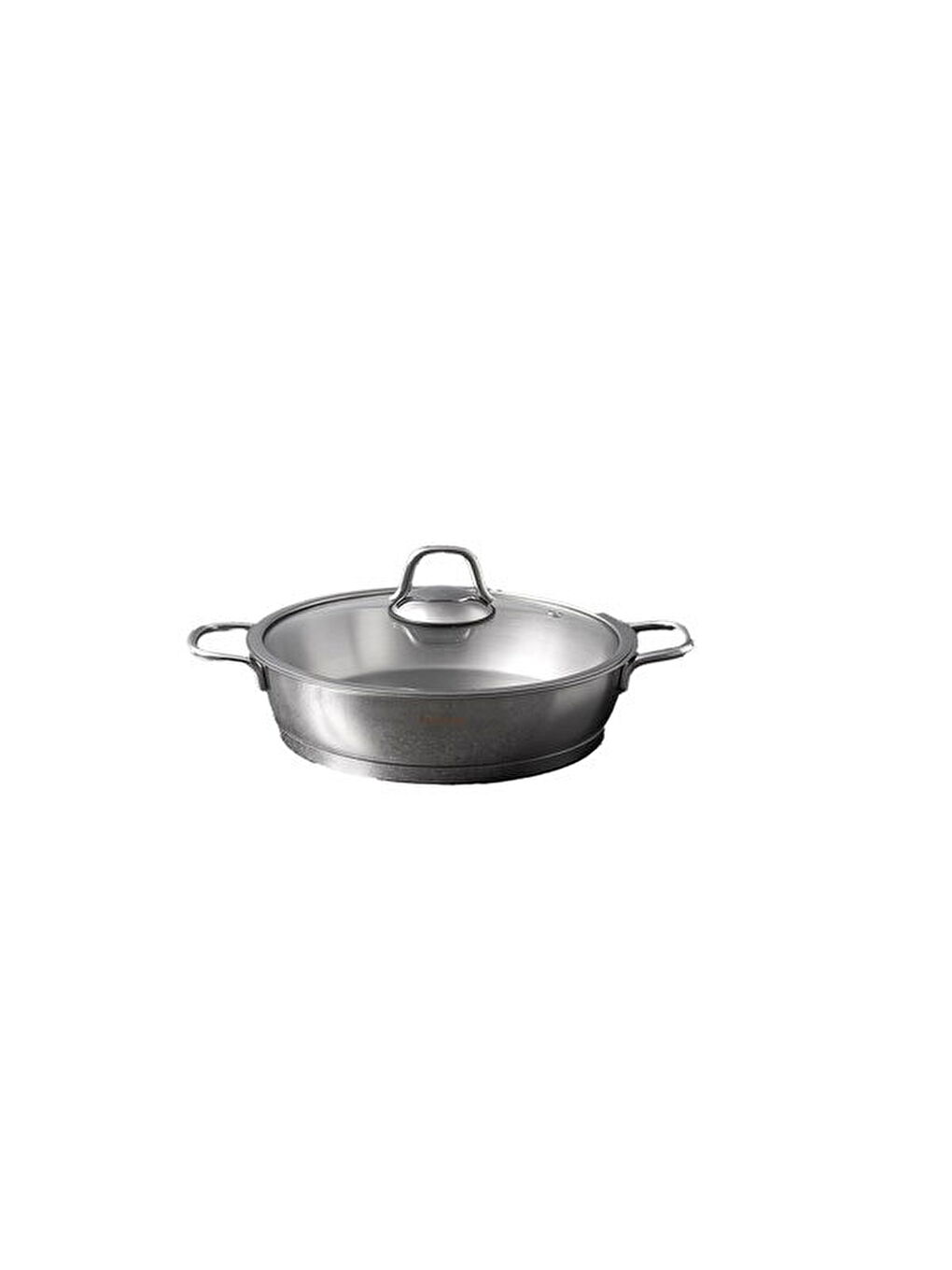 Gri Teos Çelik Basık Tencere - Inox - 24 cm-1