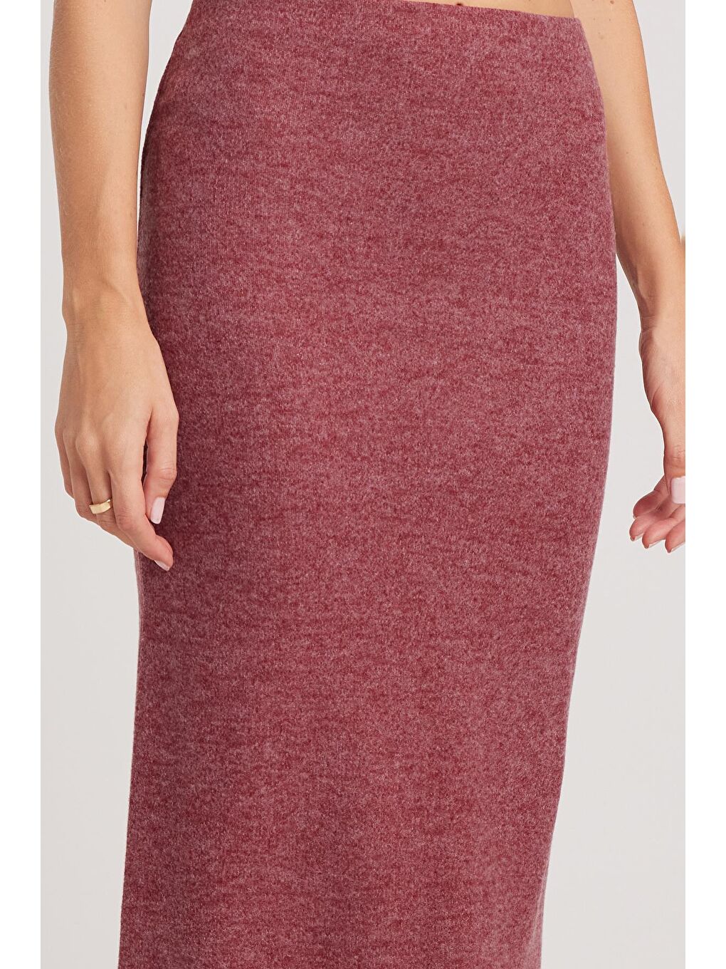 Kadın Slim Fit Dar Kesim Yırtmaçlı Bordo Etek-2