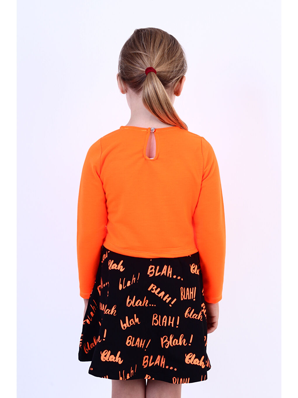 Turuncu Kız Çocuk Gırls Nakışlı Elbise-1