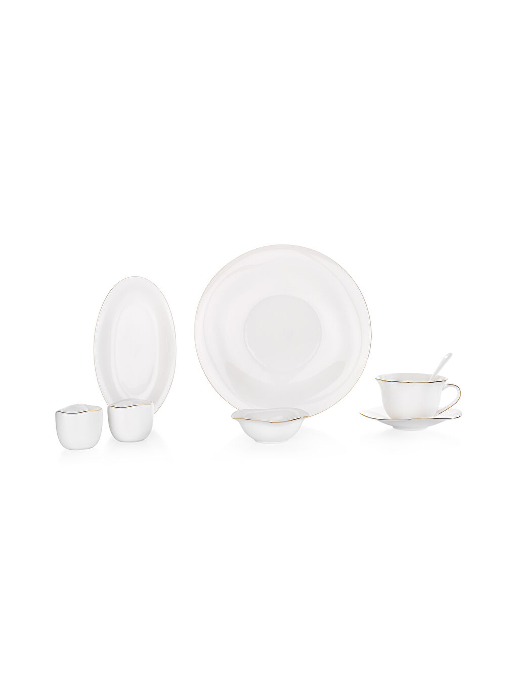 Beyaz Superfine Bone Elixir Kahvaltı Takımı 32 Parça-Gold-3