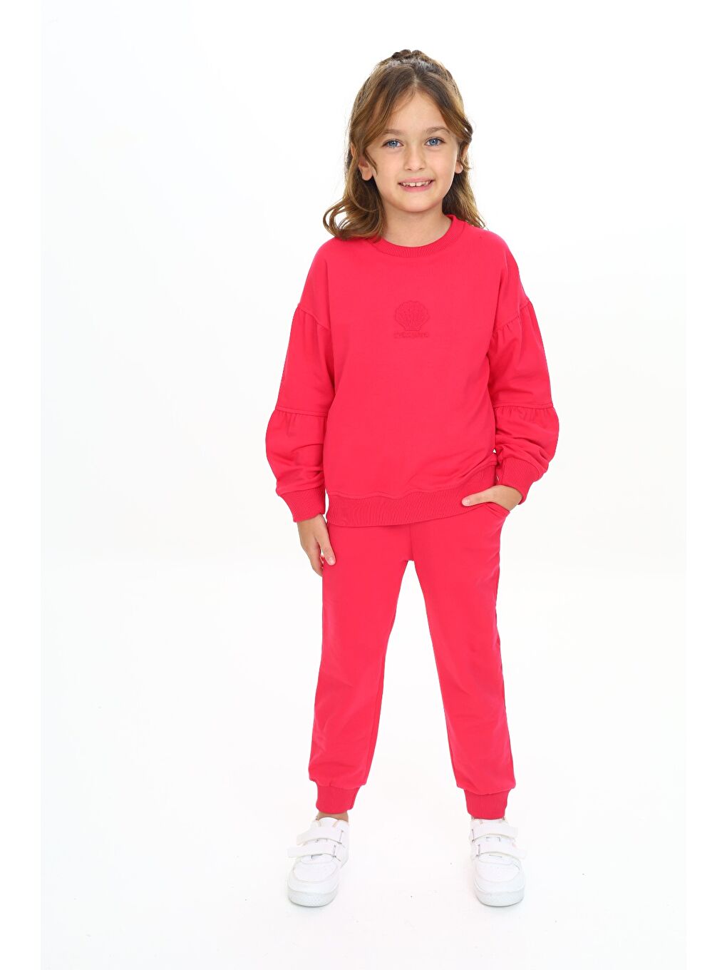 Fuşya Kız Çocuk Deniz Kabuğu Nakışlı Eşofman Takım
