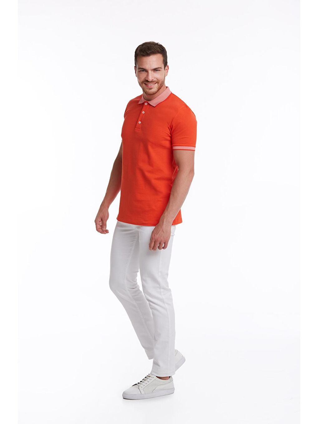 Kırmızı Nar Çiçeği Regular Fit Düz 100% Pamuklu Polo Yaka Tişört-3