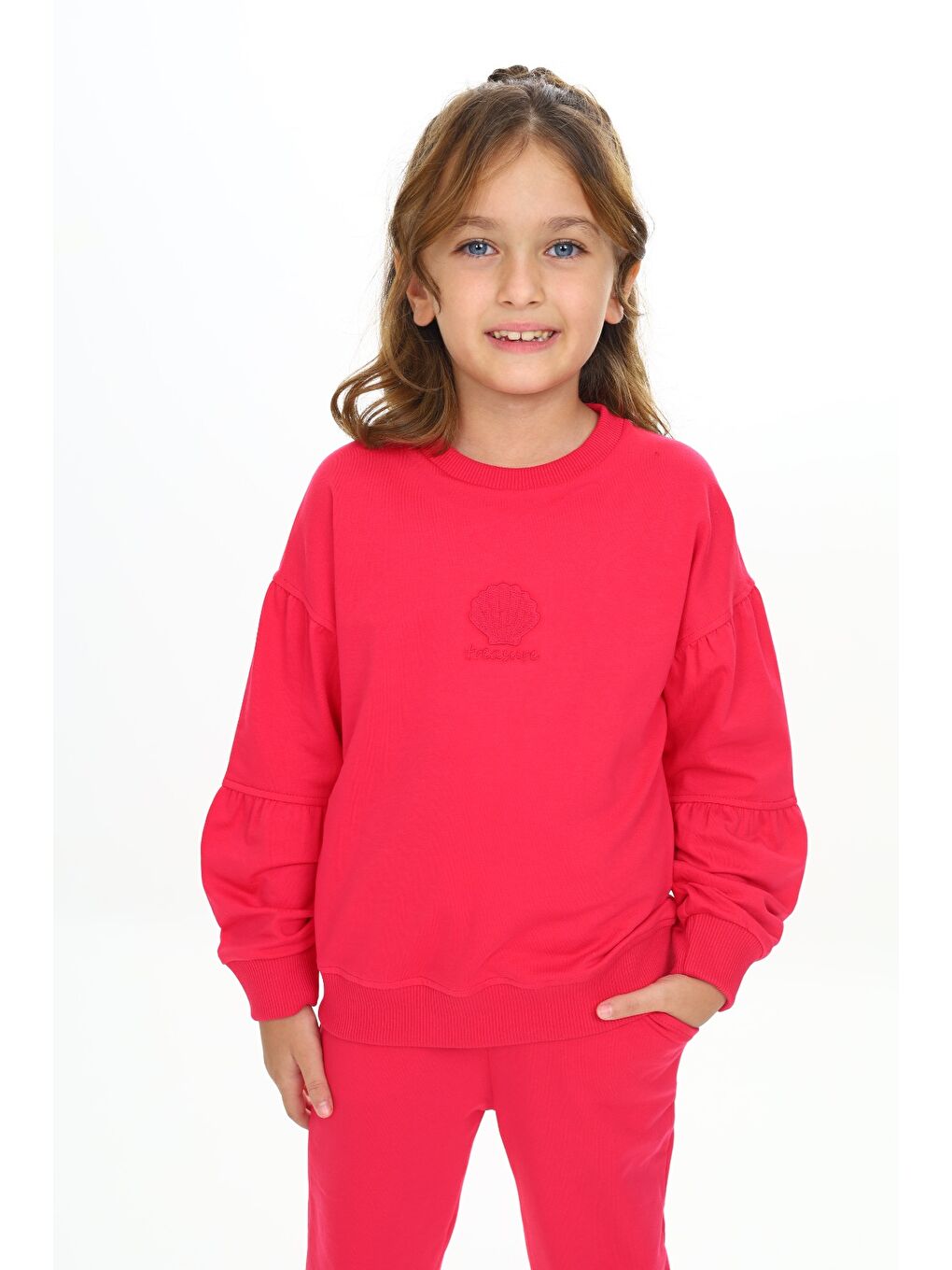 Fuşya Kız Çocuk Deniz Kabuğu Nakışlı Eşofman Takım-1