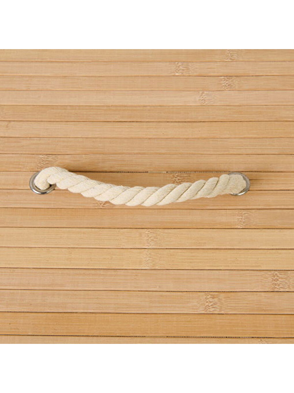 Bambu Çift Hazneli Örme Çamaşır Sepeti - Bej - 80 lt-2