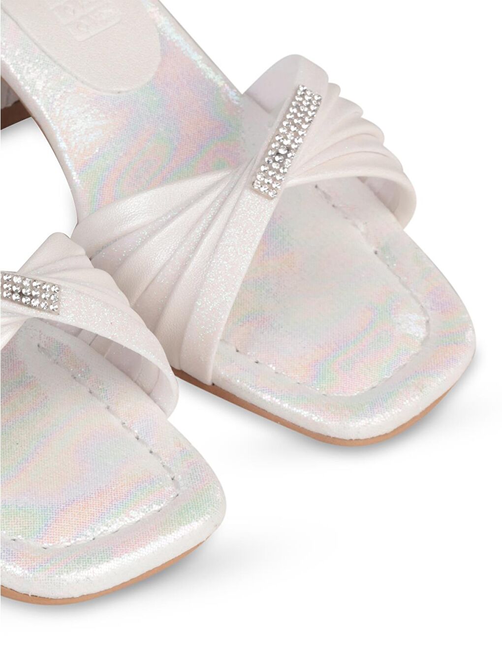 Beyaz Girls Çapraz Bantlı Taşlı 26- Abiye Ayakkabı - Gri-3