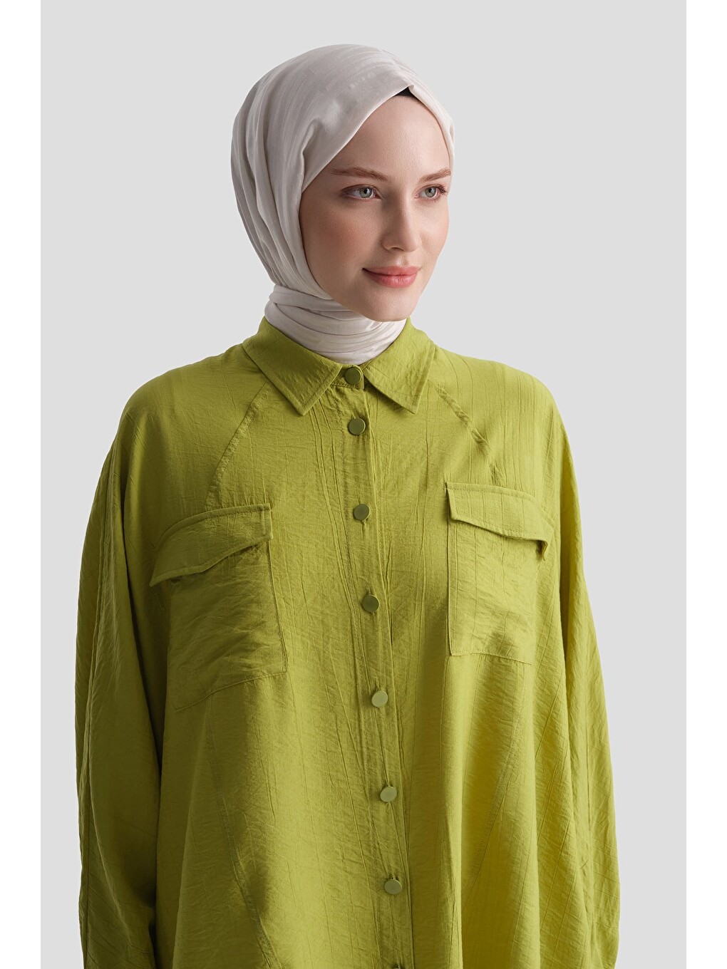 Rayon Karışımlı Tunik Yağ Yeşili-4