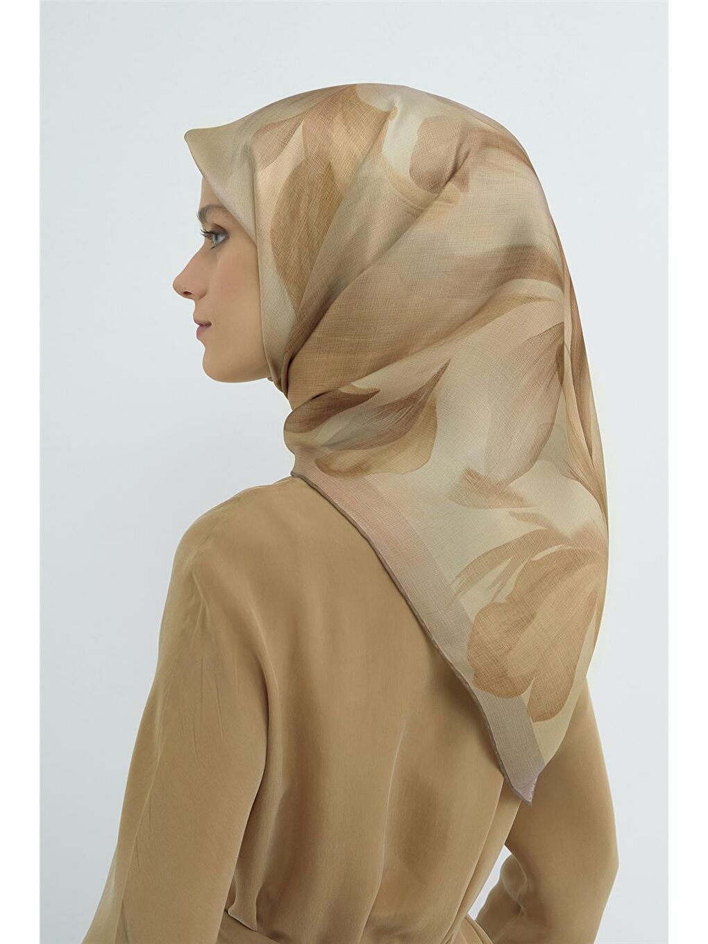 Kahverengi Saf İpek Twill Eşarp 9519D 85-2