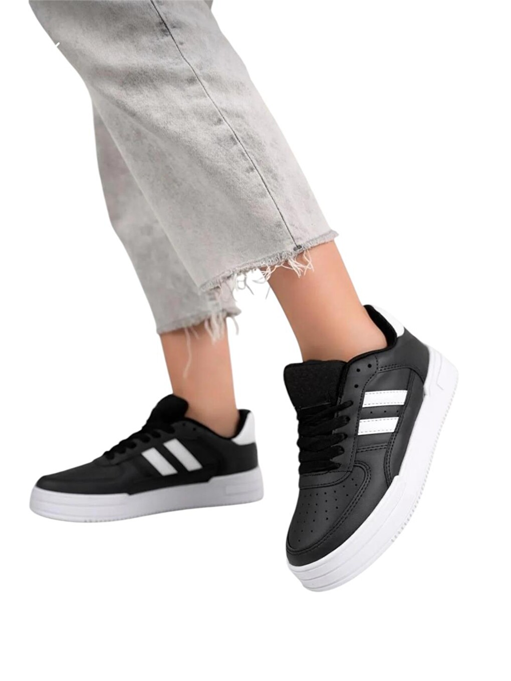 Kadın Sneaker Günlük Spor Ayakkabı Siyah - Beyaz-3