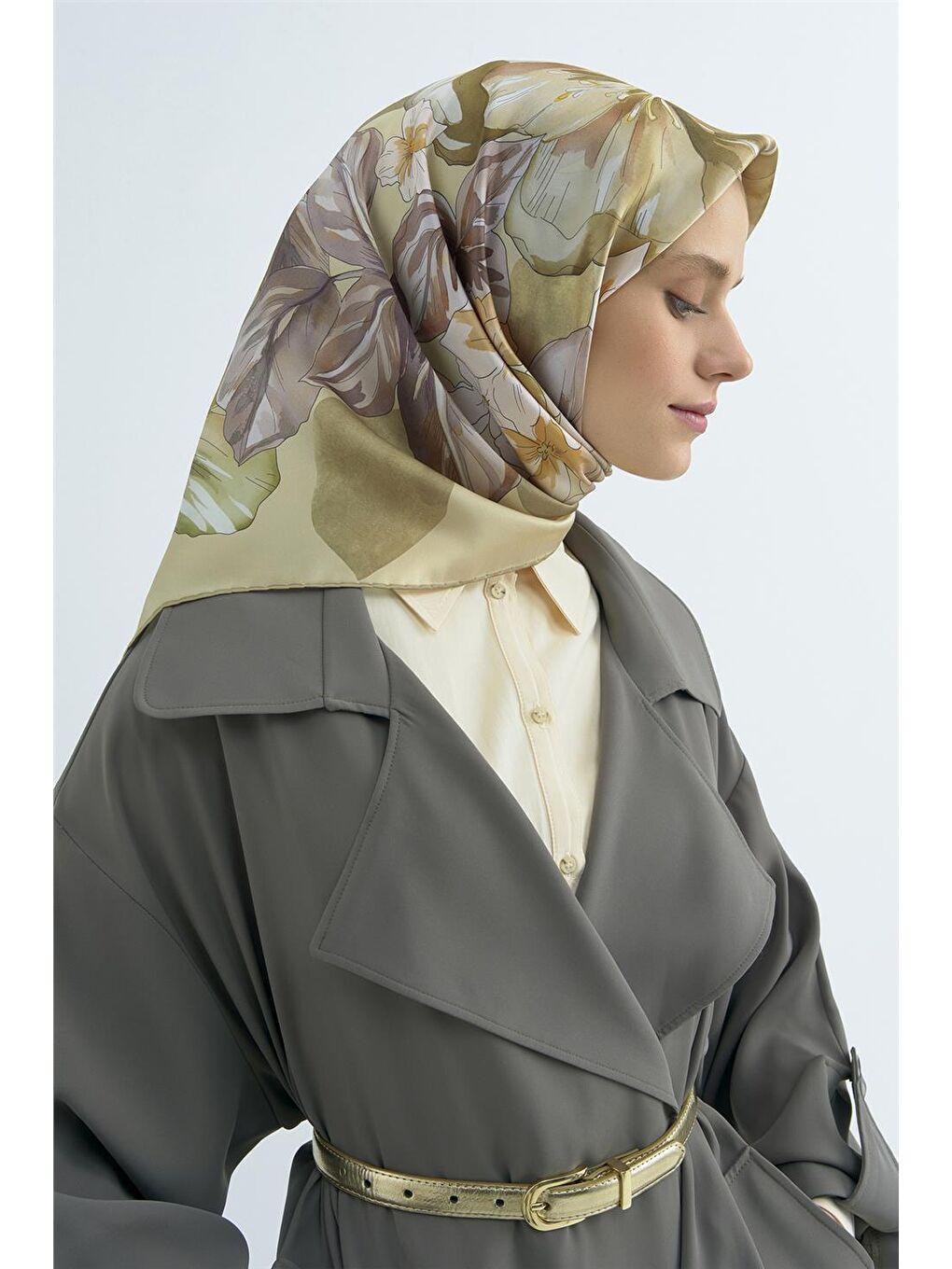 Yeşil Saf İpek Sura Eşarp 9529D 32-2