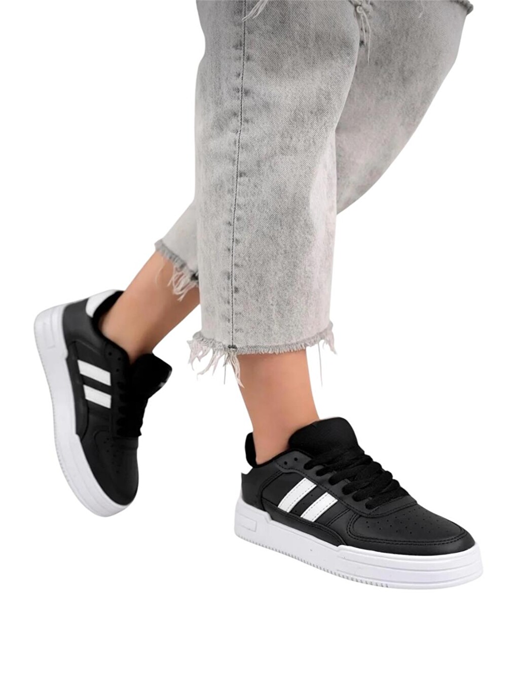 Kadın Sneaker Günlük Spor Ayakkabı Siyah - Beyaz-4