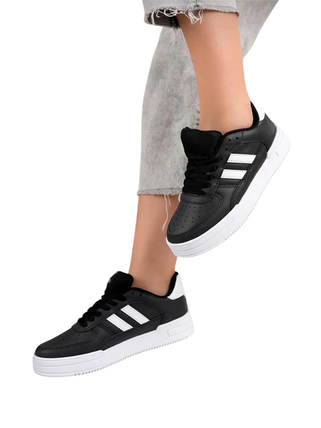 Kadın Sneaker Günlük Spor Ayakkabı Siyah - Beyaz-5