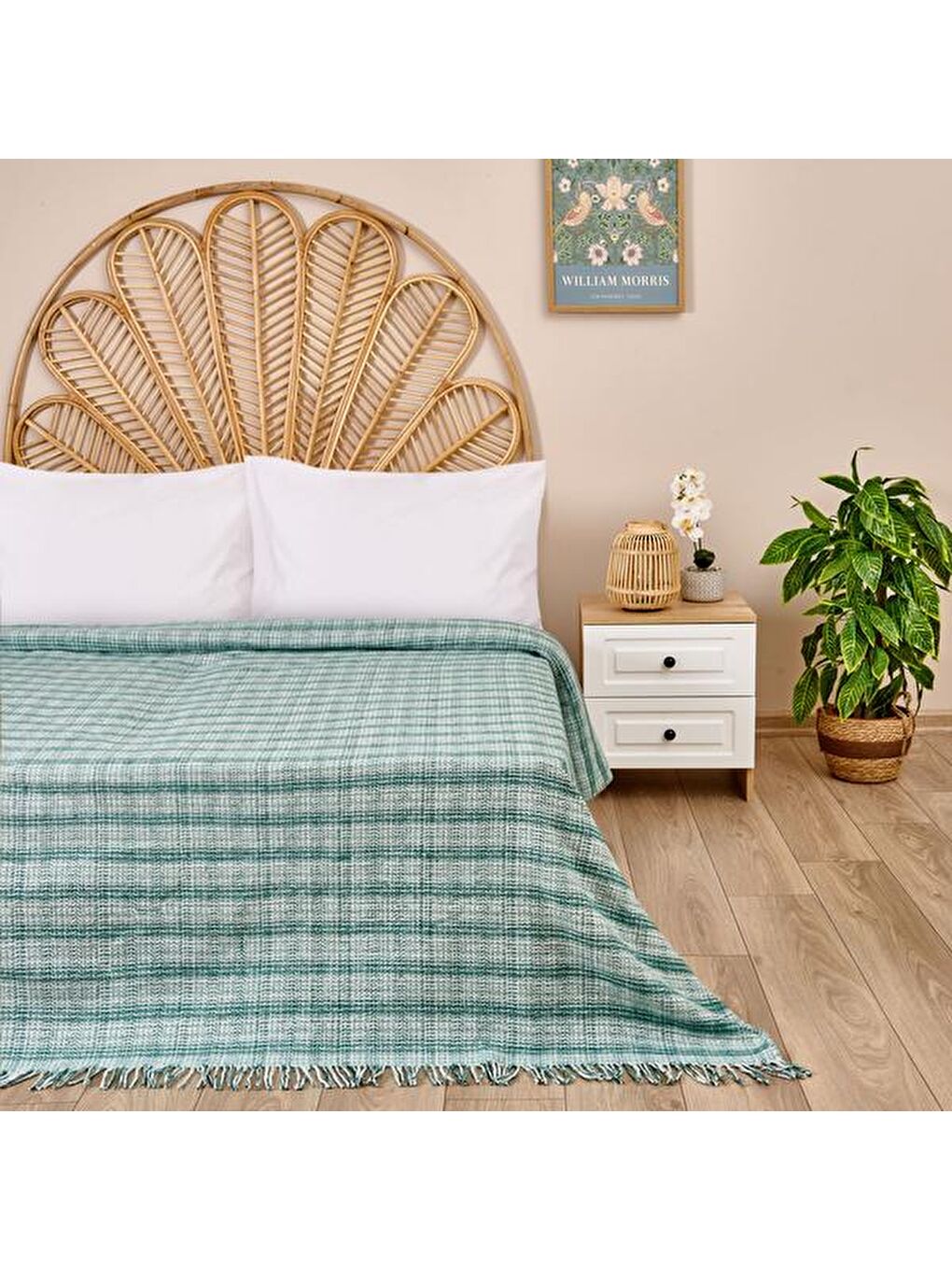 Mealy Çift Kişilik Battaniye - Yeşil - 200x220 cm