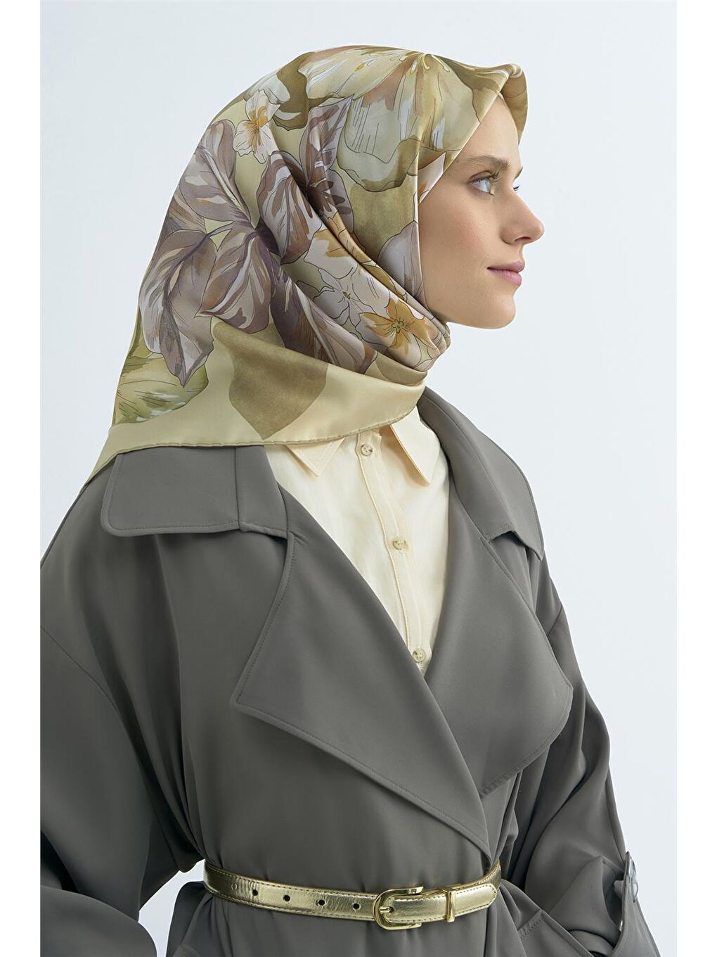 Yeşil Saf İpek Sura Eşarp 9529D 32-3