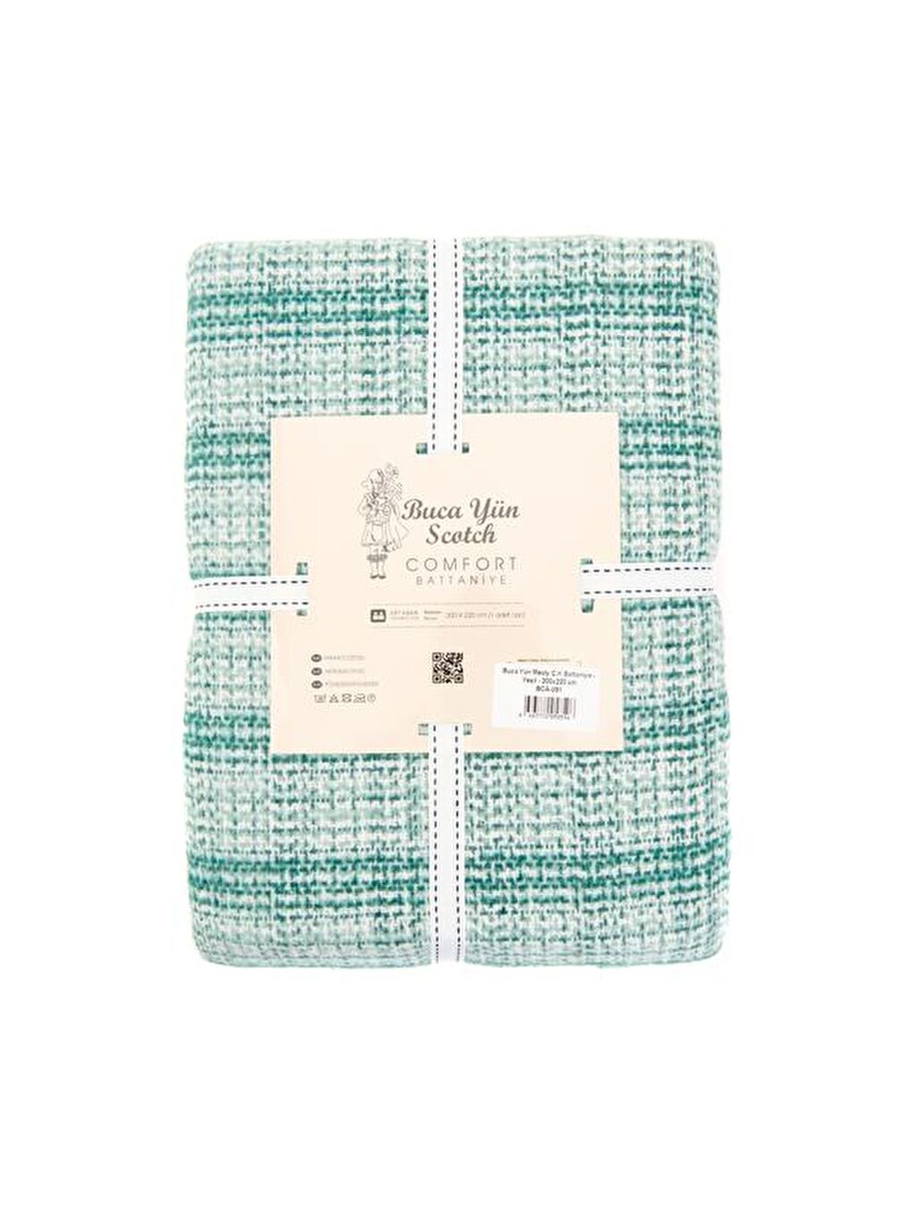 Mealy Çift Kişilik Battaniye - Yeşil - 200x220 cm-2