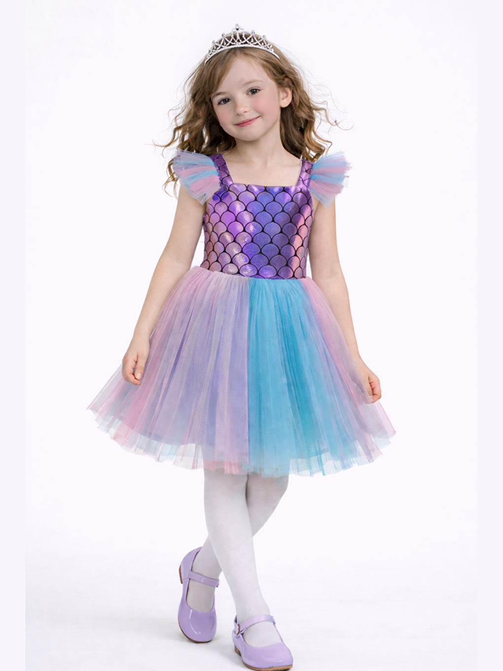 Gri Denizkızı Tütülü Doğum Günü &Bayramlık Kız Çocuk Elbise