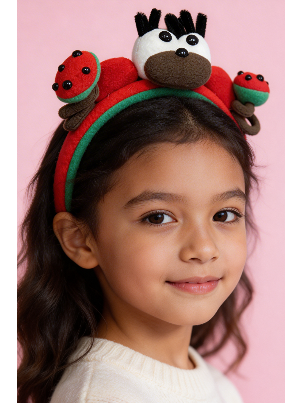 Eğlenceli Geyik Figürlü Kırmızı Çocuk Taç-1