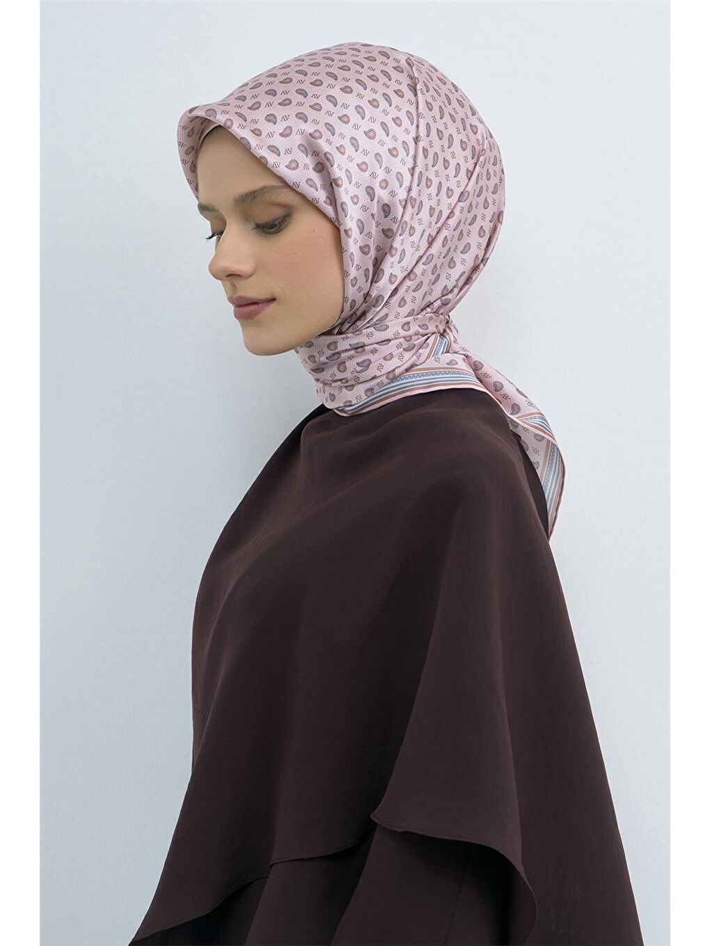 Pembe Saf İpek Sura Eşarp 9548D 04-3