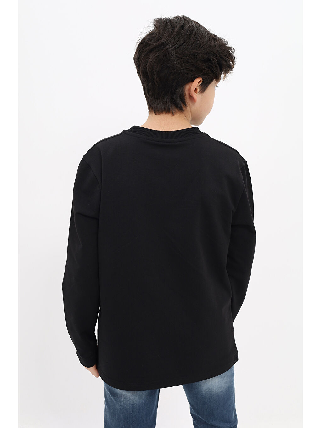 Siyah Erkek Çocuk Baskılı Sweatshirt-1