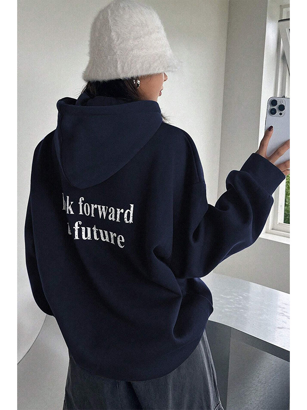 uyguntarz Lacivert Mr. Everyting Baskılı Oversize Sweatshirt - 2