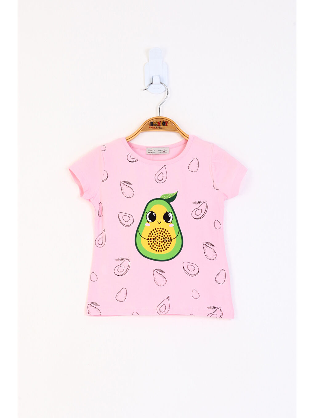 Pembe Kız Çocuk Avokado Baskılı Tişört