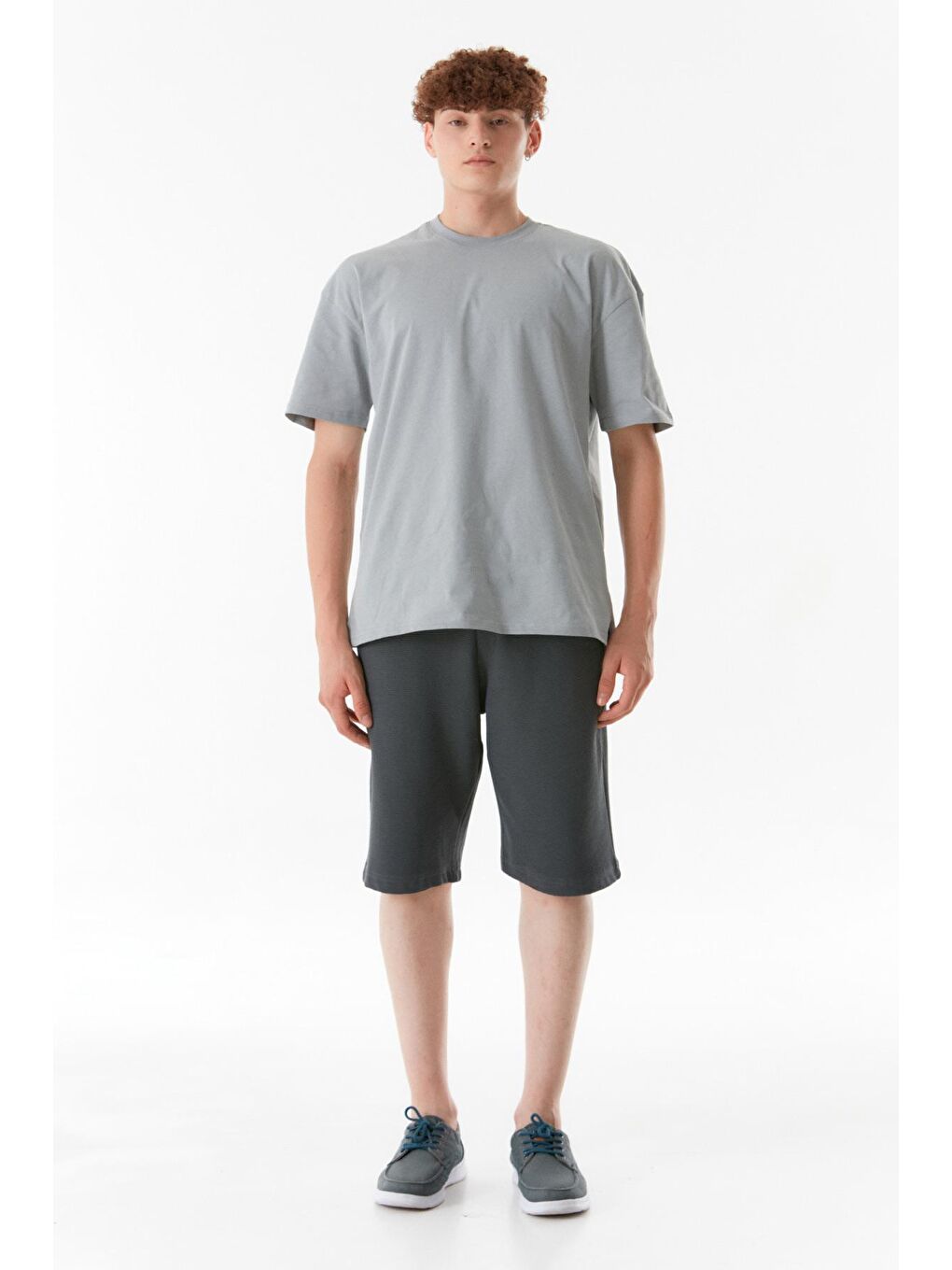 Antrasit Beli Bağcıklı Cepli Şort