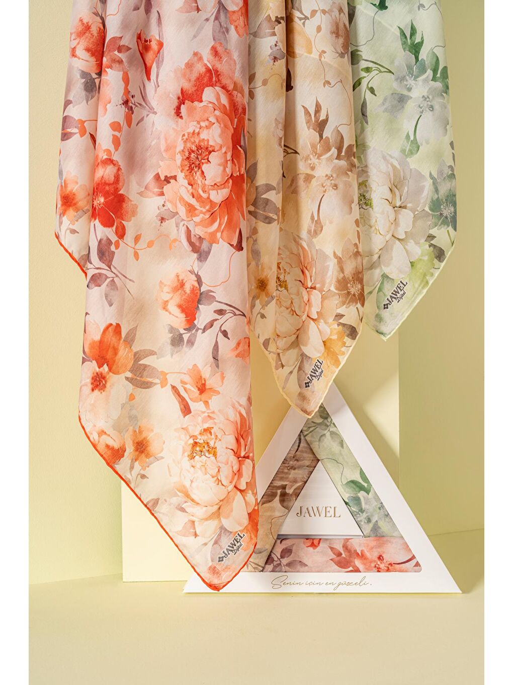 Karışık Kadın Ephedra Soft Eşarp Paketi (Yeşil-Turuncu-Sarı)