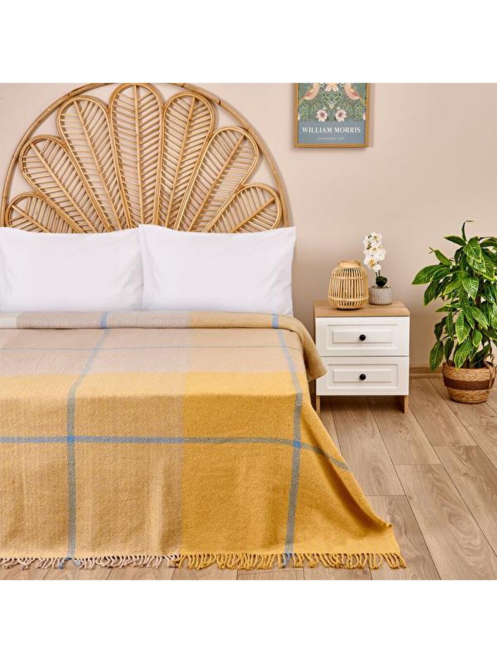 Skoç Çift Kişilik Battaniye - Bej - 200x220 cm