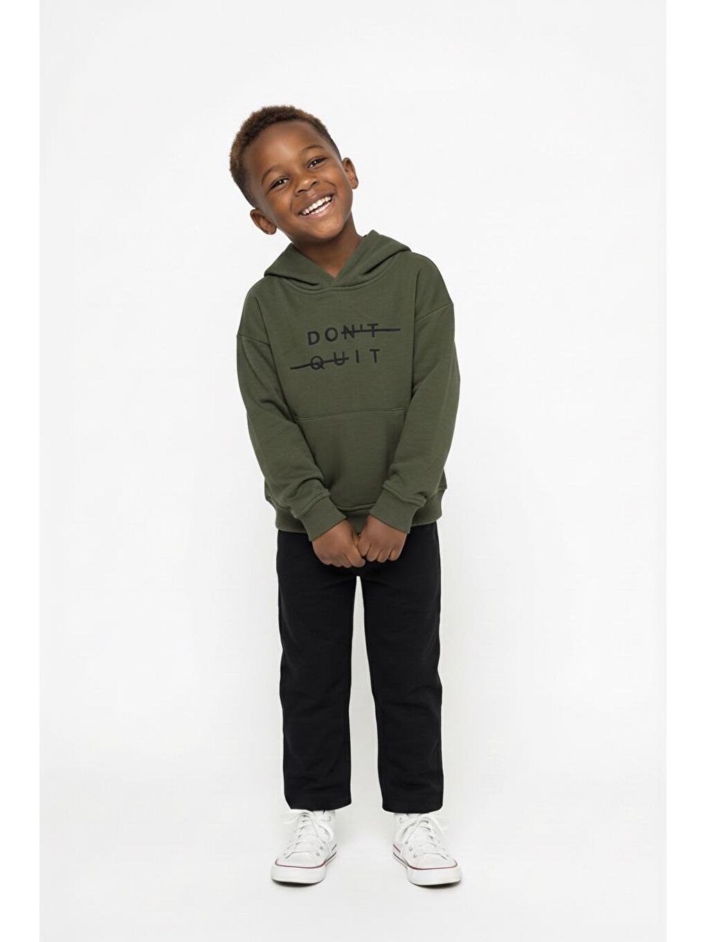 Haki Kapüşonlu Kanguru Sweat-1