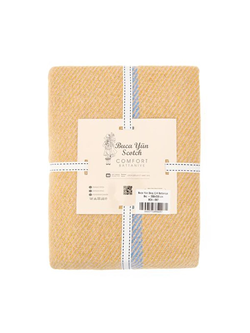 Skoç Çift Kişilik Battaniye - Bej - 200x220 cm-2