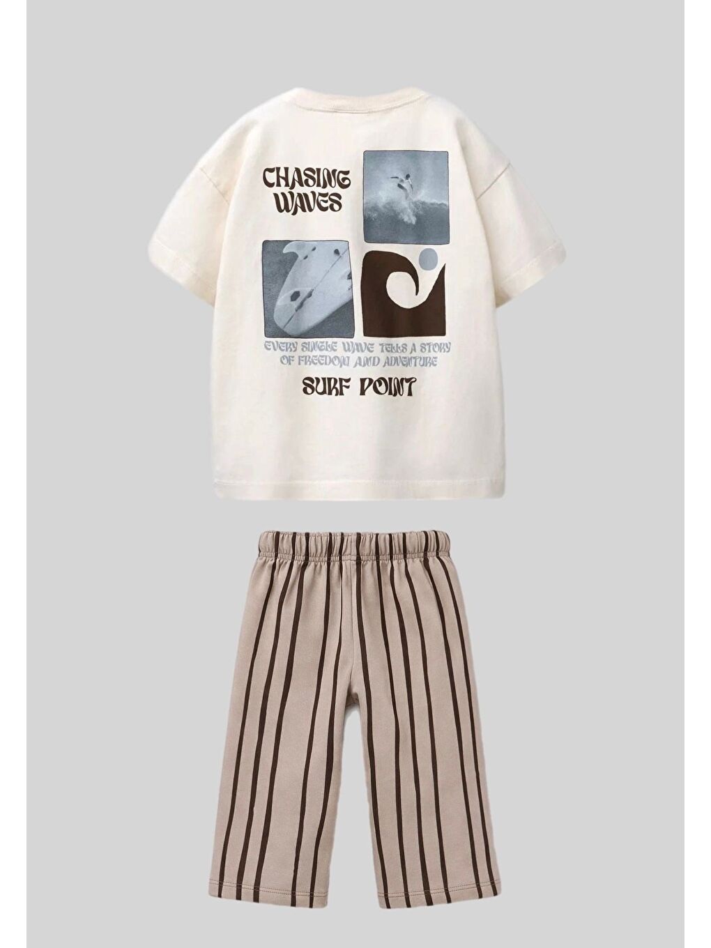 Erkek Çocuk Ekru Baskılı Jogger Pantolonlu Altüst Takım-1