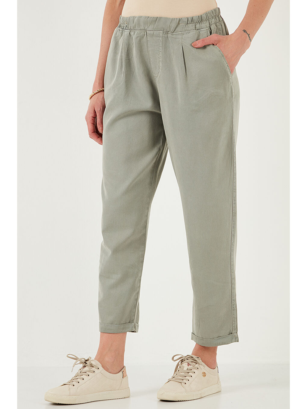 Haki Slim Fit Normal Bel Boru Paça Pantolon 668Yp5372-1