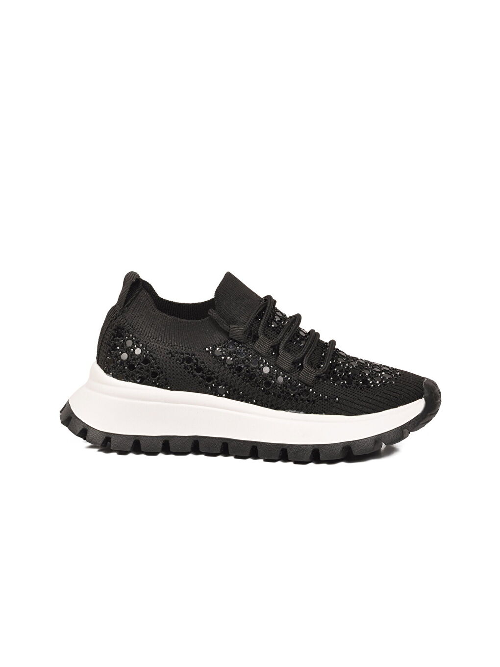 Siyah Fileli Hafif Taş İşlemeli Kadın Casual Ayakkabı 451161 Z-1