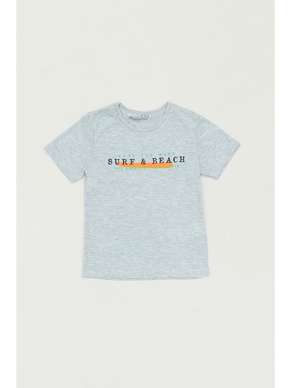 Gri Önü Ve Arkası Baskılı Erkek Çocuk Tişört