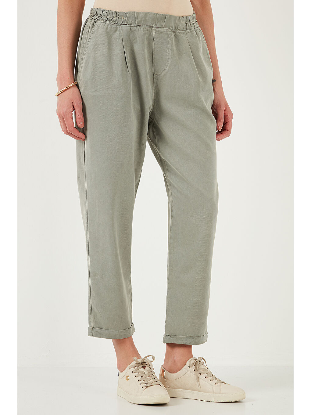 Haki Slim Fit Normal Bel Boru Paça Pantolon 668Yp5372-2