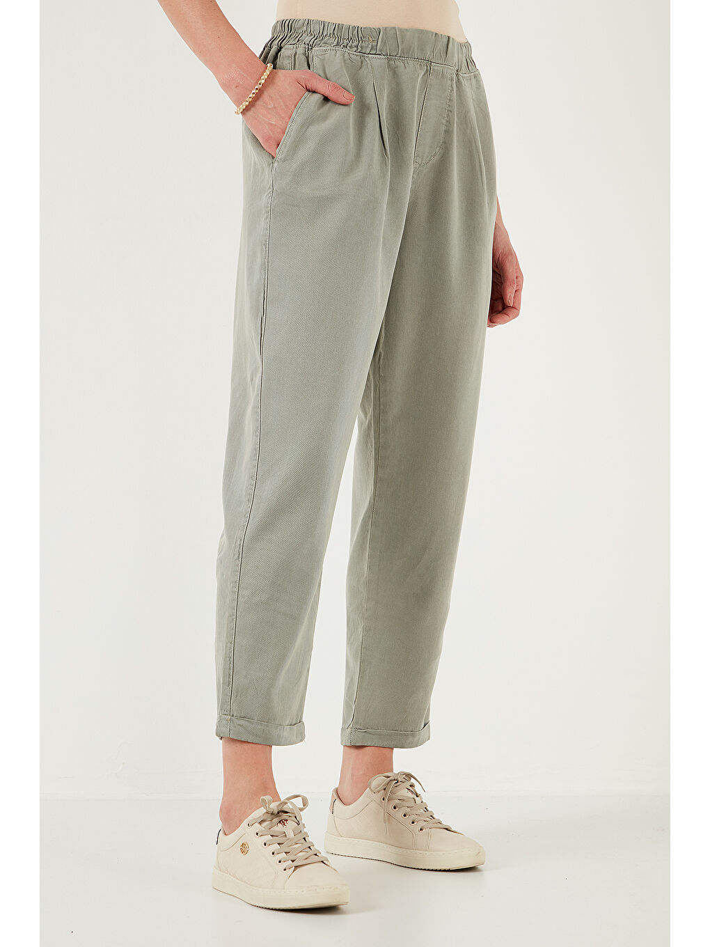 Haki Slim Fit Normal Bel Boru Paça Pantolon 668Yp5372-3